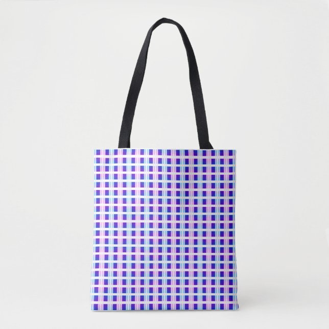 blue & purple striped electric retro  tote bag (Front)