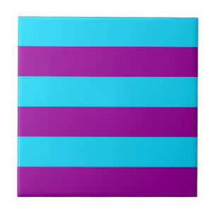 Blue Purple Stripes Design Ceramic Tile