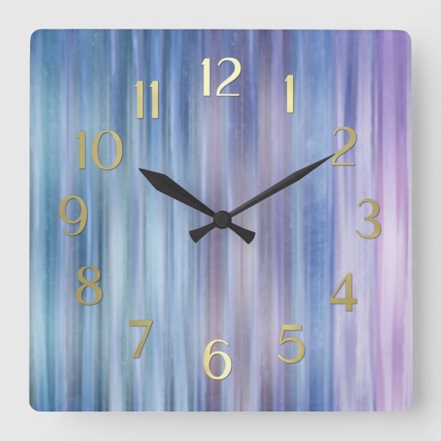 Blue Purple Stripes Square Wall Clock (Front)