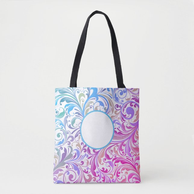 Blue Purple Swirl Customizable Colorful Modern Tote Bag (Front)