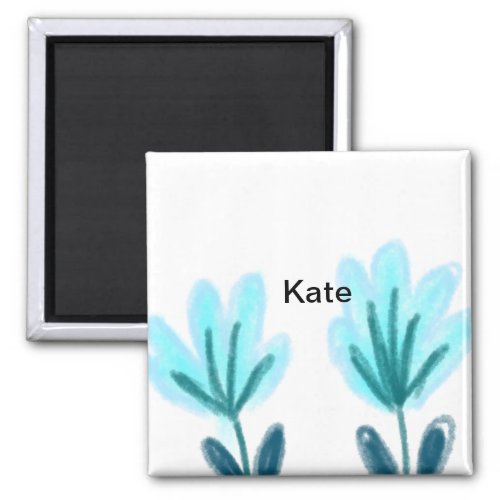Blue purple t floral watercolor add name text thro magnet