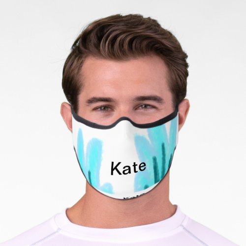 Blue purple t floral watercolor add name text thro premium face mask