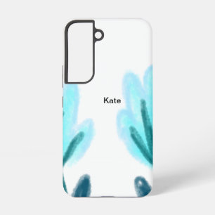 Blue purple t floral watercolor add name text thro samsung galaxy s22 case