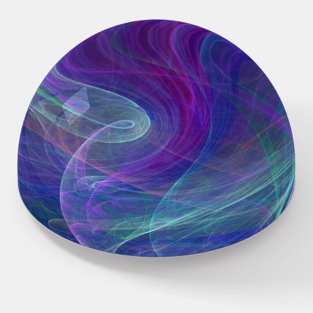 Blue Purple Teal Airy Abstraction Paperweight (Angled)