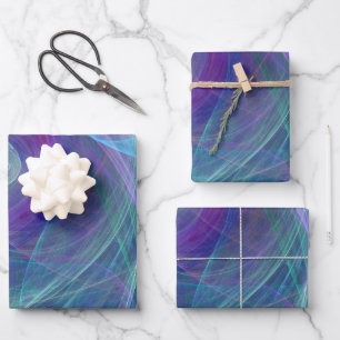 Blue Purple Teal Airy Abstraction Wrapping Paper Sheets