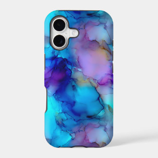 Blue Purple Teal Alcohol Ink Marble iPhone 17 Case