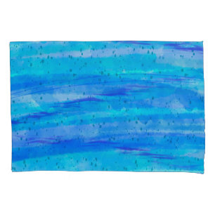 Blue, Purple, Teal, Aqua Abstract Waves Coastal Pillow Case