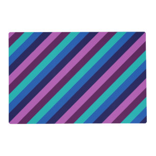Blue Purple Teal Stripes Laminated Placemat