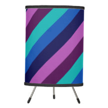 Blue Purple Teal Stripes Tripod Lamp