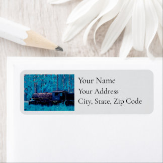 Blue Purple Torquoise Old 195 Return Address Label