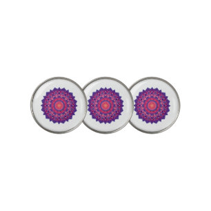 Blue Purple Traditional Mandala Design Golf Ball Marker