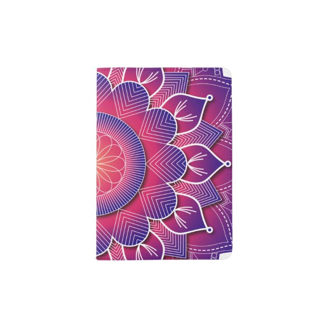 Blue Purple Traditional Mandala Design     Passport Holder (Front)