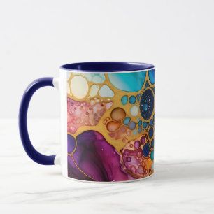 Blue, Purple, Turquoise Alcohol & Ink Bubbles Mug