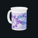 Blue, Purple Turquoise Dragonfly Porcelain Pitcher<br><div class="desc">Reposition and resize your purple,  blue,  & turquoise dragonflies on this porcelain water pitcher! Gradient watercolor design is versatile for a spring or summer party. Easily transfer the artwork to other gifts and cards.</div>