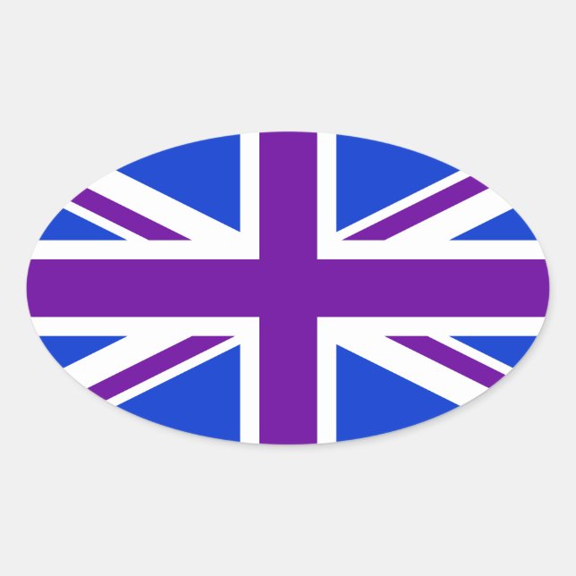 Blue Purple Union Jack Oval Sticker (Front)