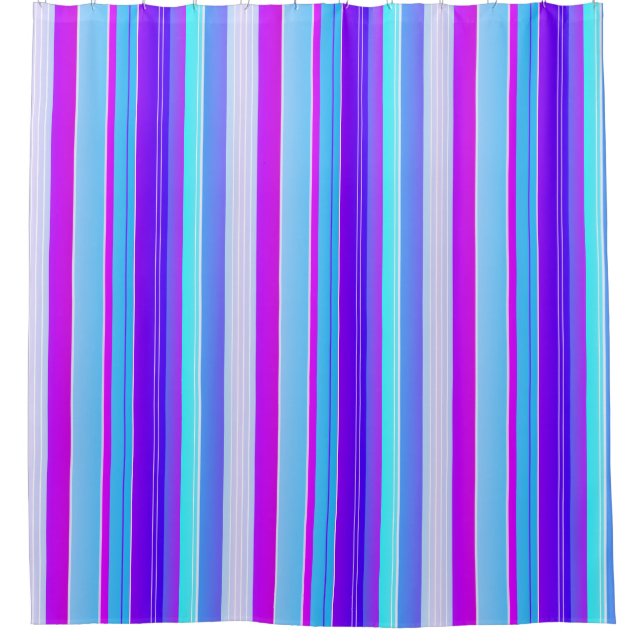 Blue purple vertical striped Shower Curtain (Front)