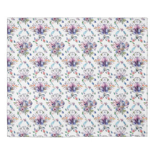 Blue Purple Vintage Floral Pattern Retro Elegance Duvet Cover