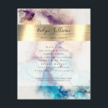 Blue Purple Watercolor and Gold Foil Flyer<br><div class="desc">elegant beauty salon flyer</div>