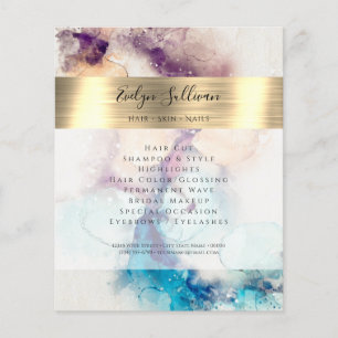 Blue Purple Watercolor and Gold Foil Flyer