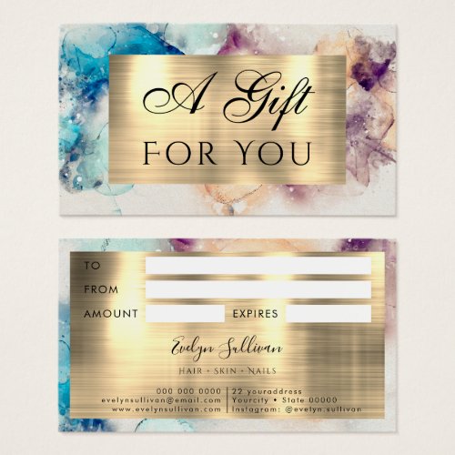 Blue Purple Watercolor and Gold Foil Gift Card