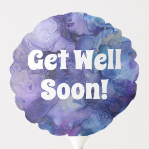 Blue Purple Watercolor Get Well Soon Balloon