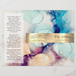 Blue purple watercolor gold foil brochure