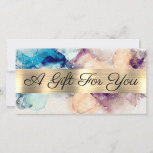 Blue Purple Watercolor Gold Foil Gift Certificate