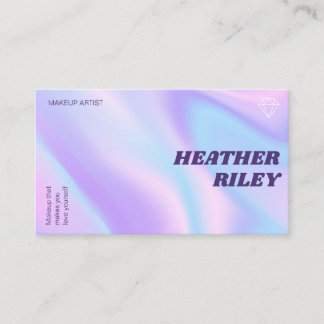 Blue & Purple Watercolor Holographic Design Beauty Business Card