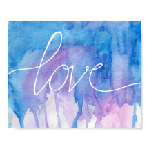 Blue & Purple Watercolor - Love | Poster