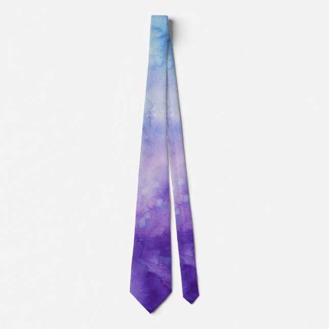 Blue & Purple Watercolor Necktie (Front)