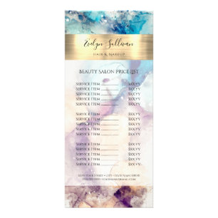 Blue Purple Watercolor Price List Rack Card