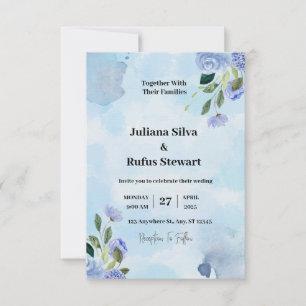 Blue Purple Watercolor Simple Minimalist Wedding