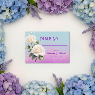 Blue Purple Watercolor Spring Wedding  Place Card