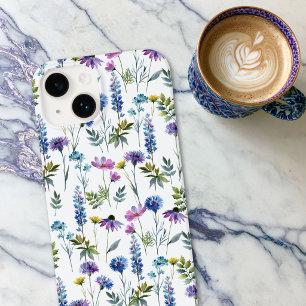 Blue Purple Watercolor Wildflower Case-Mate iPhone 14 Case