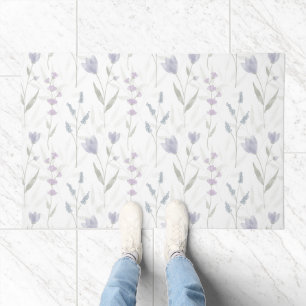 Blue Purple Watercolor Wildflower Doormat