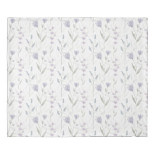 Blue Purple Watercolor Wildflower Duvet Cover