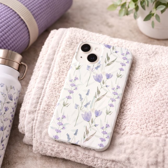 Blue Purple Watercolor Wildflower iPhone Case (Creator Uploaded)
