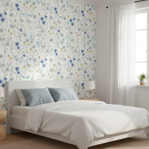 Blue Purple Watercolor Wildflower Wallpaper