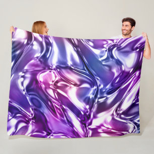 Blue Purple Wavy Metallic Look Fleece Blanket