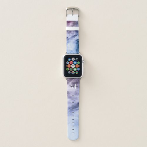 Blue purple white abstract heaven clouds Monogram Apple Watch Band