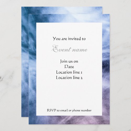 Blue purple white abstract heavenly clouds Invite