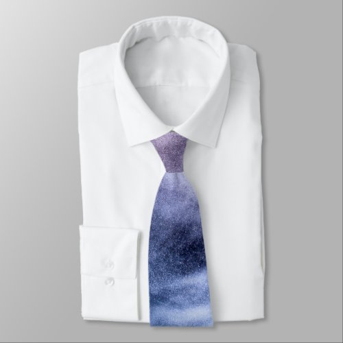 Blue purple white abstract heavenly clouds smoke neck tie