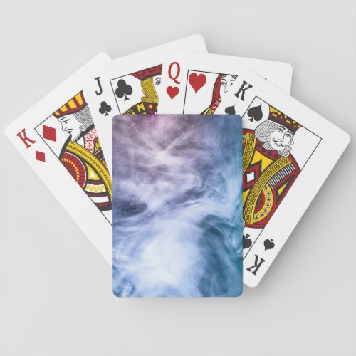 Blue purple white abstract heavenly clouds smoke poker cards