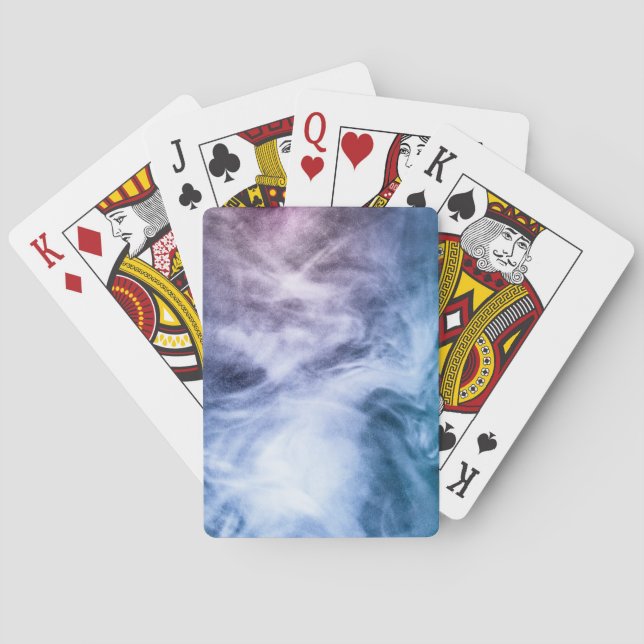 Blue purple white abstract heavenly clouds smoke poker cards (Back)