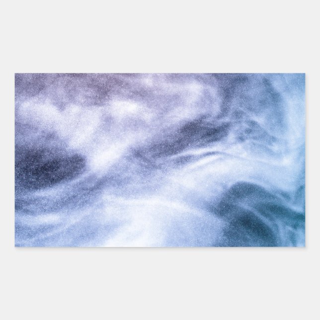 Blue purple white abstract heavenly clouds smoke rectangular sticker (Front)