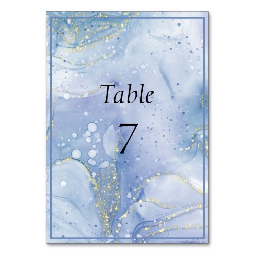  Blue Purple White Gold Glitter  Table Number