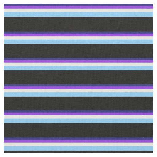 Blue, Purple, White, Light Sky Blue & Black Fabric