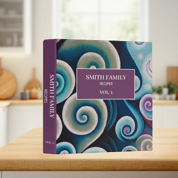 Blue Purple White Stars Swirls Recipe Cookbook 3 Ring Binder by ALittleSticky at Zazzle