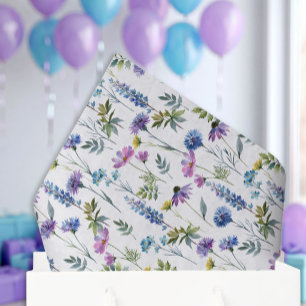 Blue Purple Wildflower Watercolor Tissue Paper
