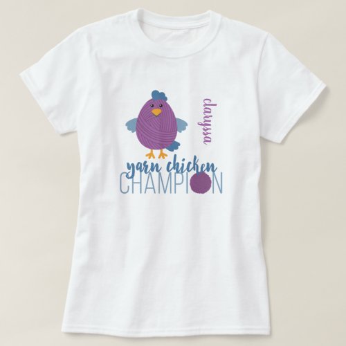 Blue  Purple Yarn Chicken Champion T_Shirt